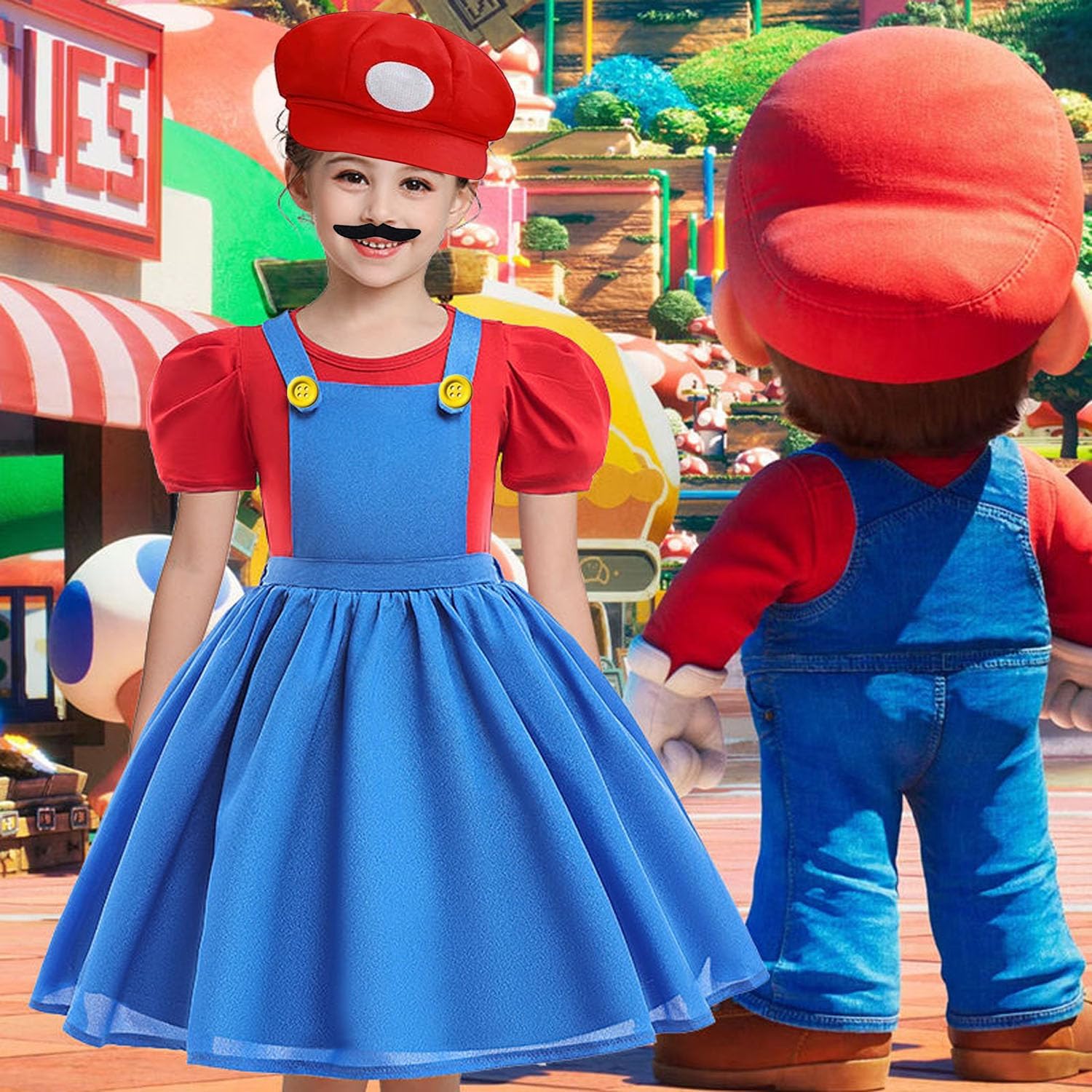 Kit déguisement Mario avec 2 casquettes et 14 moustaches – Image 4