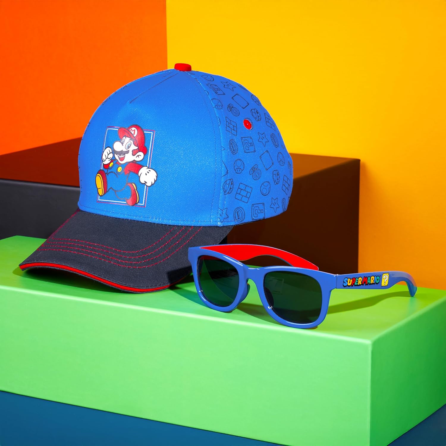 Ensemble Mario bleu avec casquette réglable et lunettes de soleil – Image 5