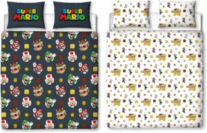 Parure de lit Full Nintendo Super Mario réversible Mario, Luigi et Bowser