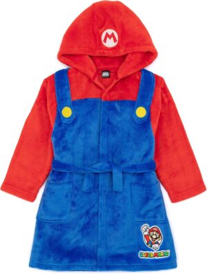 Robe de chambre enfant Super Mario à capuche avec poches