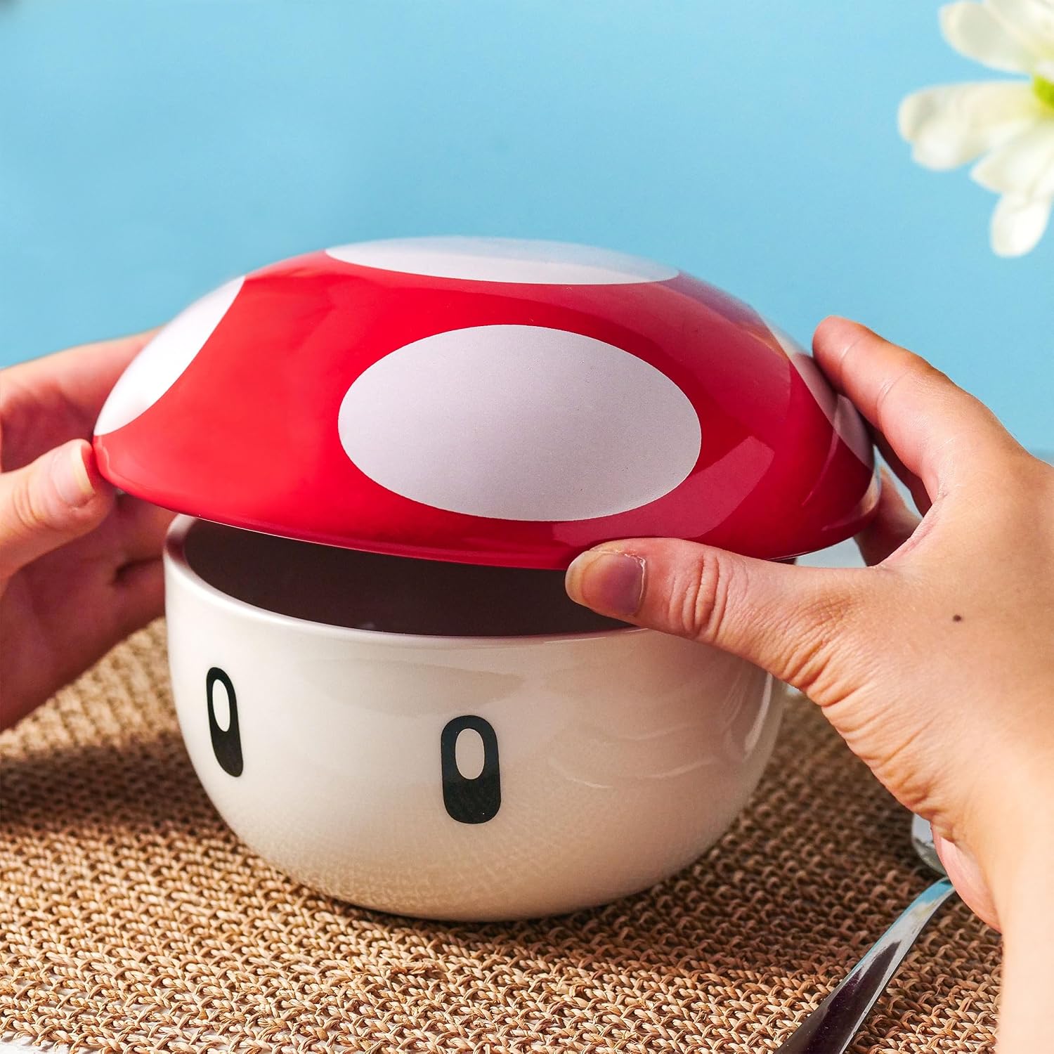 Bol Super Mario avec couvercle motif Super Champignon en céramique – Image 5