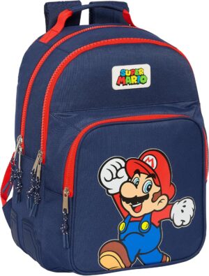 Sac à dos d'écolier Super Mario World bleu marine 32 x 15 x 42