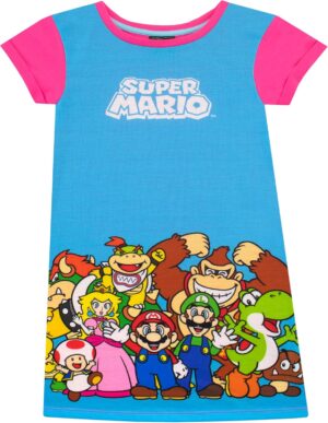 Chemise de nuit Super Mario pour filles avec Luigi, Yoshi et Princesse Peach
