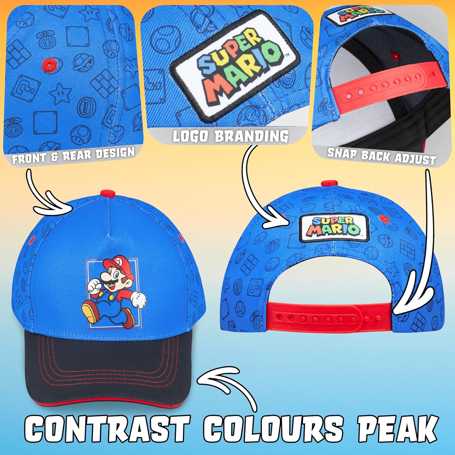 Ensemble Mario bleu avec casquette réglable et lunettes de soleil – Image 4