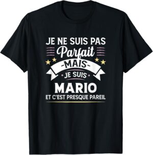 T-shirt homme Mario personnalisé avec prénom et humour