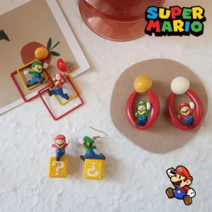 Boucles d’oreille Super Mario avec Mario et Luigi en plastique