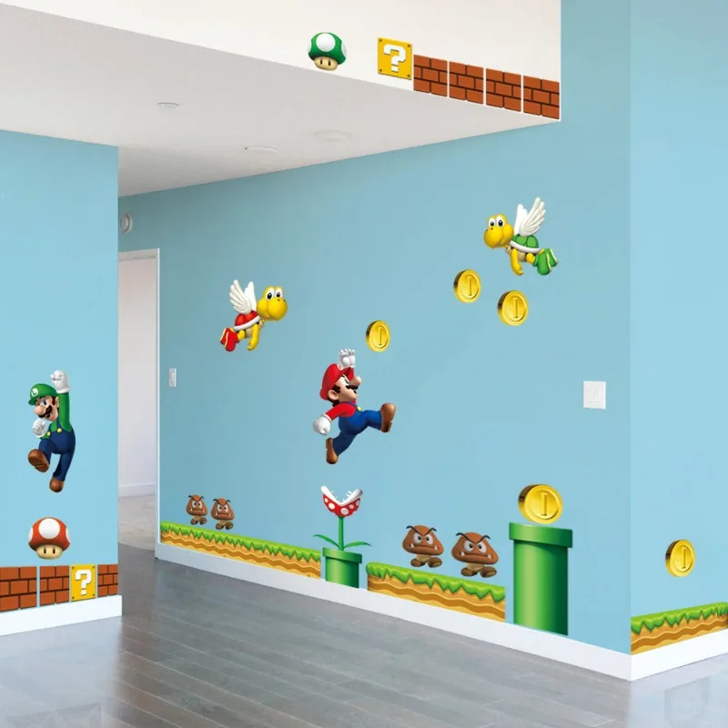 Sticker mural Mario 90x60cm en plastique