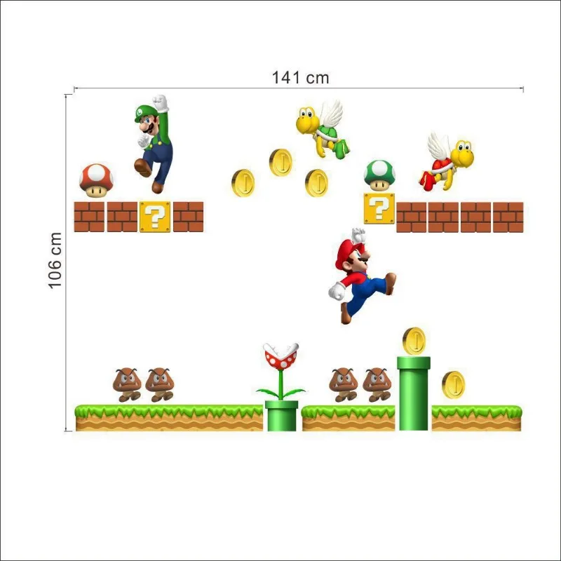 Sticker mural Mario 90x60cm en plastique – Image 5