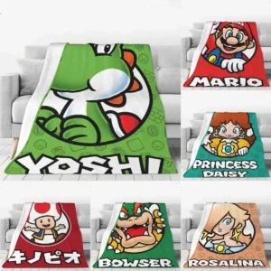 Couverture Mario en polyester avec personnages