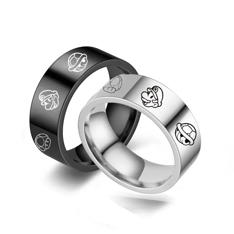 Bague Super Mario Bros en acier inoxydable, modèle argenté ou noir – Image 2