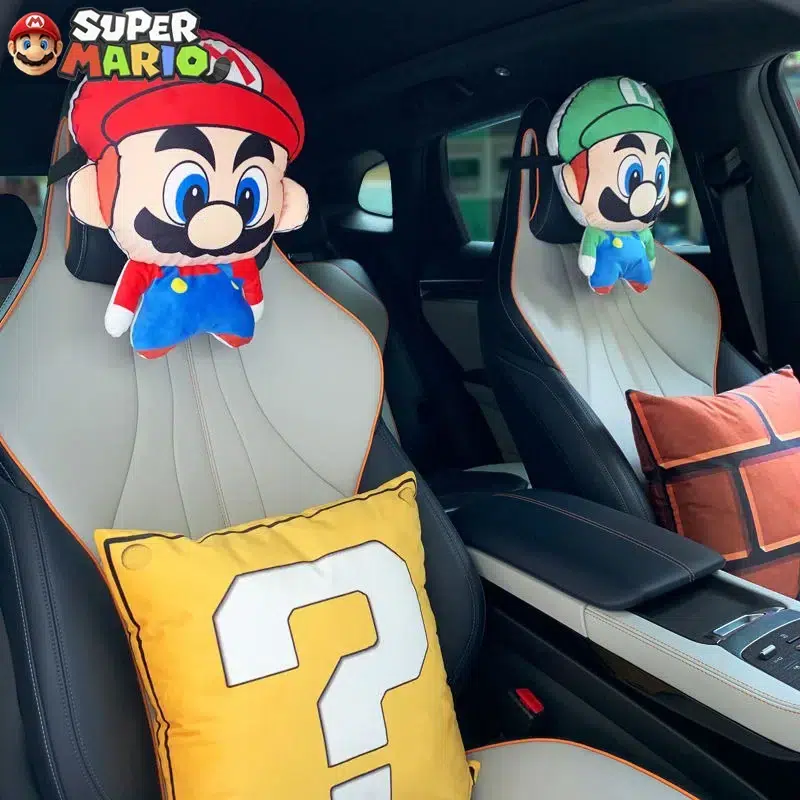 Coussin de cou Mario pour voiture en polyester 30cm