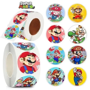 Rouleau de 500 stickers Mario en plastique