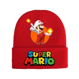 Bonnet Mario rouge en polyester taille unique