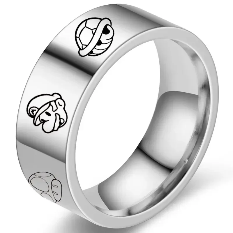 Bague Super Mario Bros en acier inoxydable, modèle argenté ou noir – Image 3