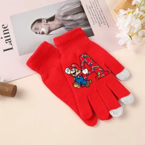 Gants rouges Mario en polyester, modèles A à Z