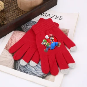 Gants Mario en coton enfant, modèles Bowser, Yoshi, Toad, Peach, Mario et Luigi
