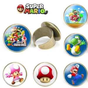 Bague Super Mario Bros ajustable en métal, 12 modèles