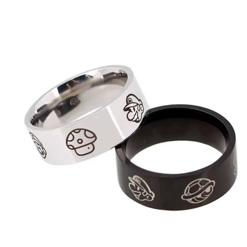 Bague Super Mario Bros en acier inoxydable, modèle argenté ou noir – Image 5
