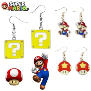 Boucles d’oreilles pendantes Mario en alliage