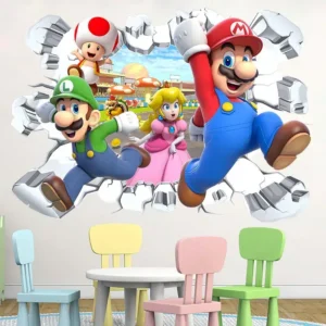 Sticker mural Mario 60x40cm pour enfant, modèles 1 à 8