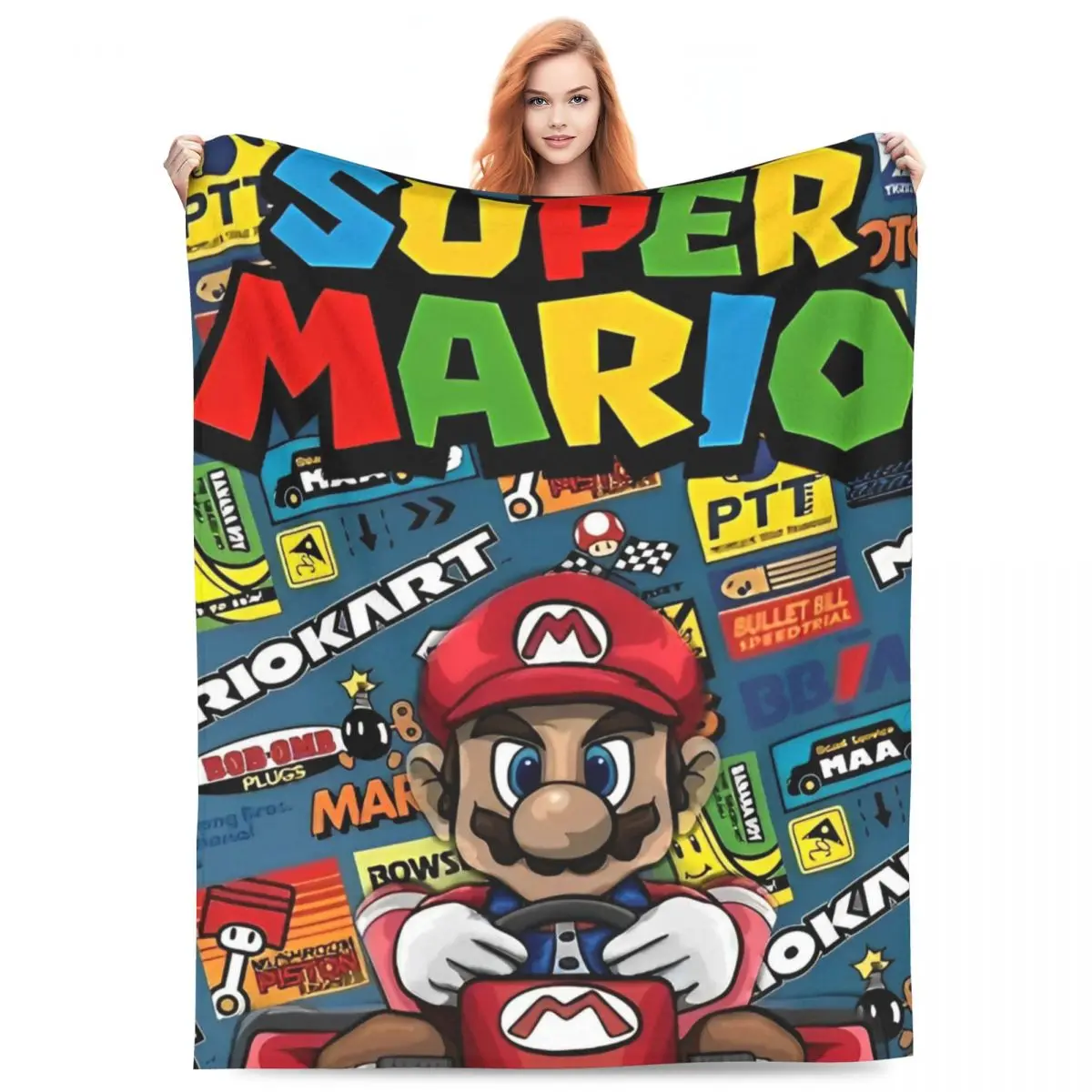 Couverture Mario Kart en polyester, plusieurs tailles