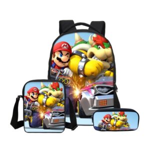 Set 3 sacs Mario Kart avec Mario et Bowser