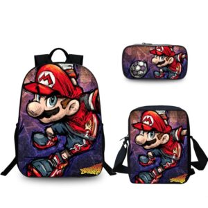 Lot Mario Football avec sac à dos, sacoche et trousse
