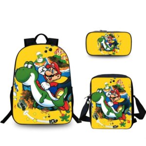 Trio vintage Mario & Yoshi : sac, sacoche et trousse