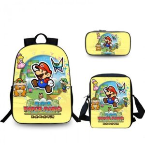 Set Super Paper Mario avec sac, sacoche et trousse en nylon et polyester