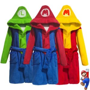 Peignoir à capuche Super Mario Bros en flanelle