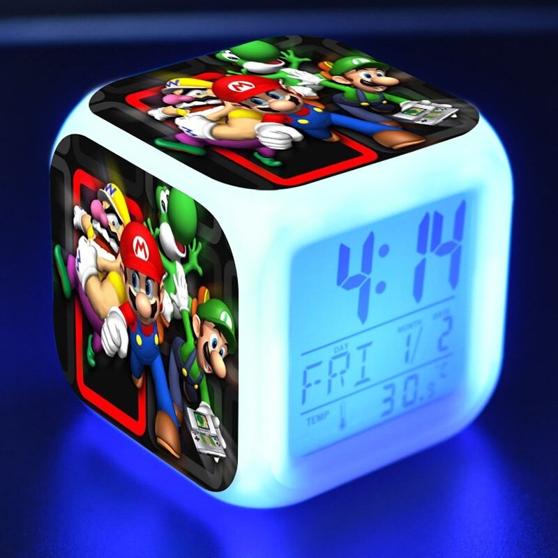 Réveil LED Mario avec Bowser, Yoshi et Luigi