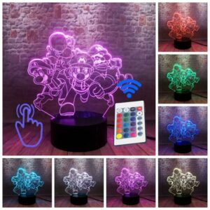 Lampe 3D Mario avec Luigi, Yoshi et Wario