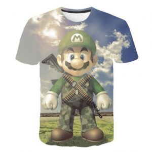 T-shirt Mario militaire en polyester