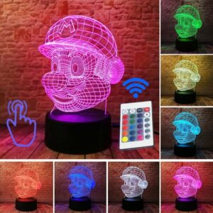 Lampe tête de Mario 3D en Acrylique 17 centimètres