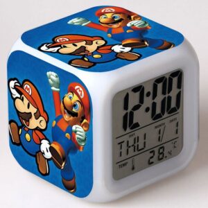 Réveil Mario vintage à LED, visuel 2D et 3D