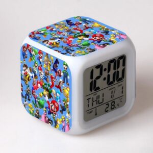 Réveil cube LED Mario avec personnages