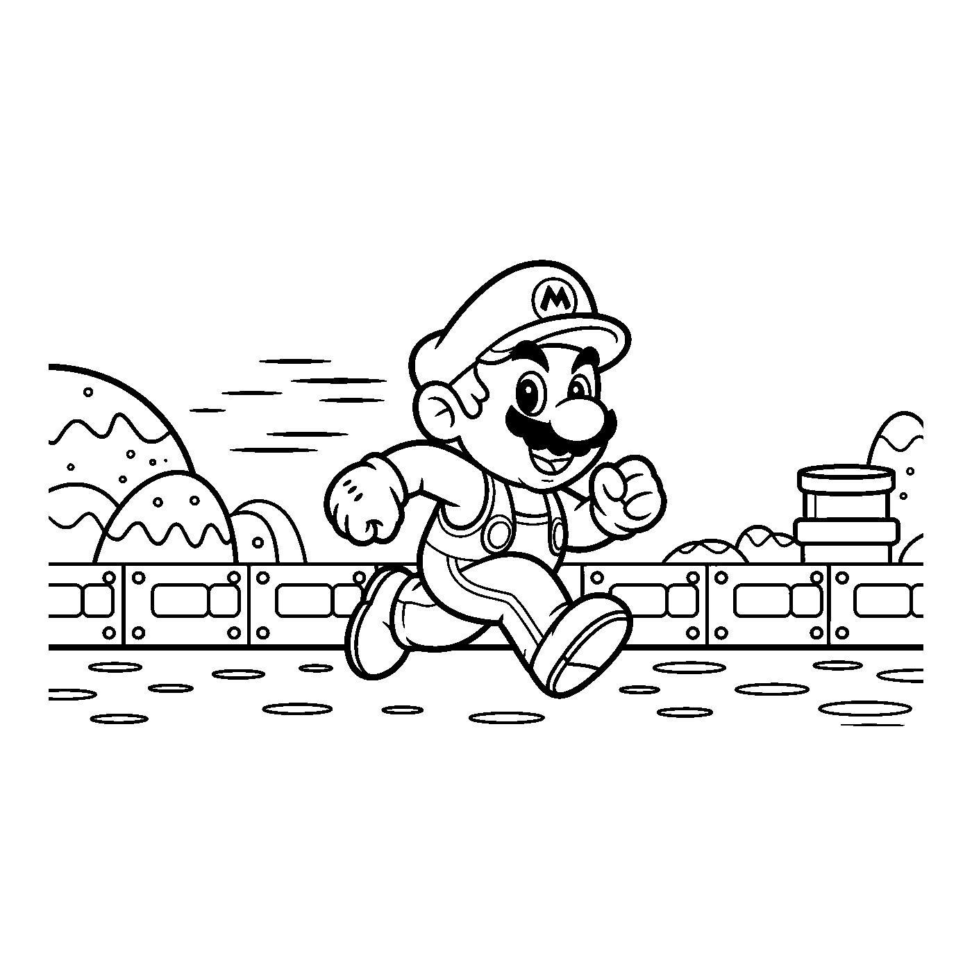 Coloriage Mario gratuit à imprimer - Mario devant un tuyau Coloriage Mario gratuit à imprimer : Mario devant un tuyau