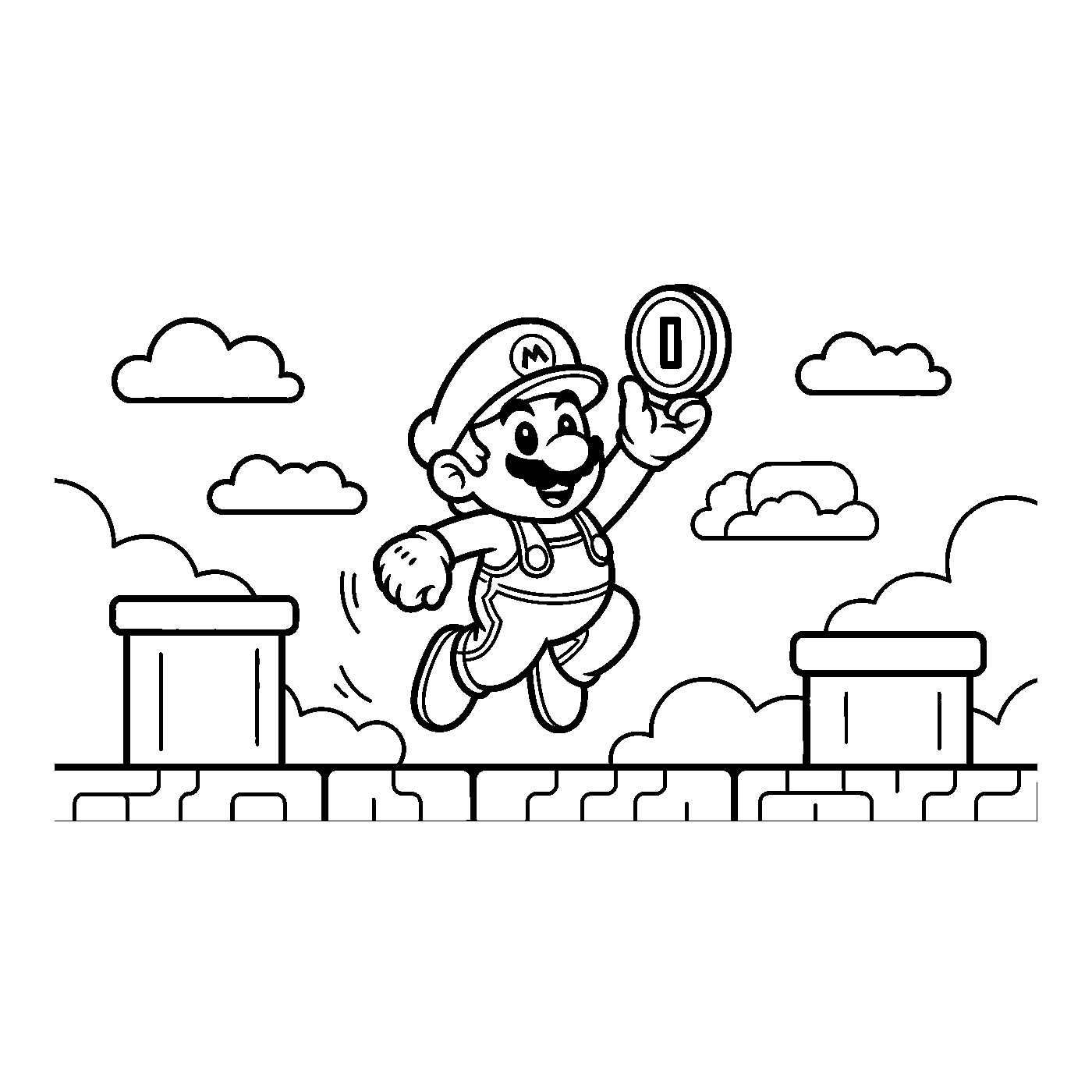 Coloriage Mario gratuit à imprimer - Mario et les étoiles du Royaume Champignon Coloriage Mario gratuit à imprimer : Mario et les étoiles du Royaume Champignon